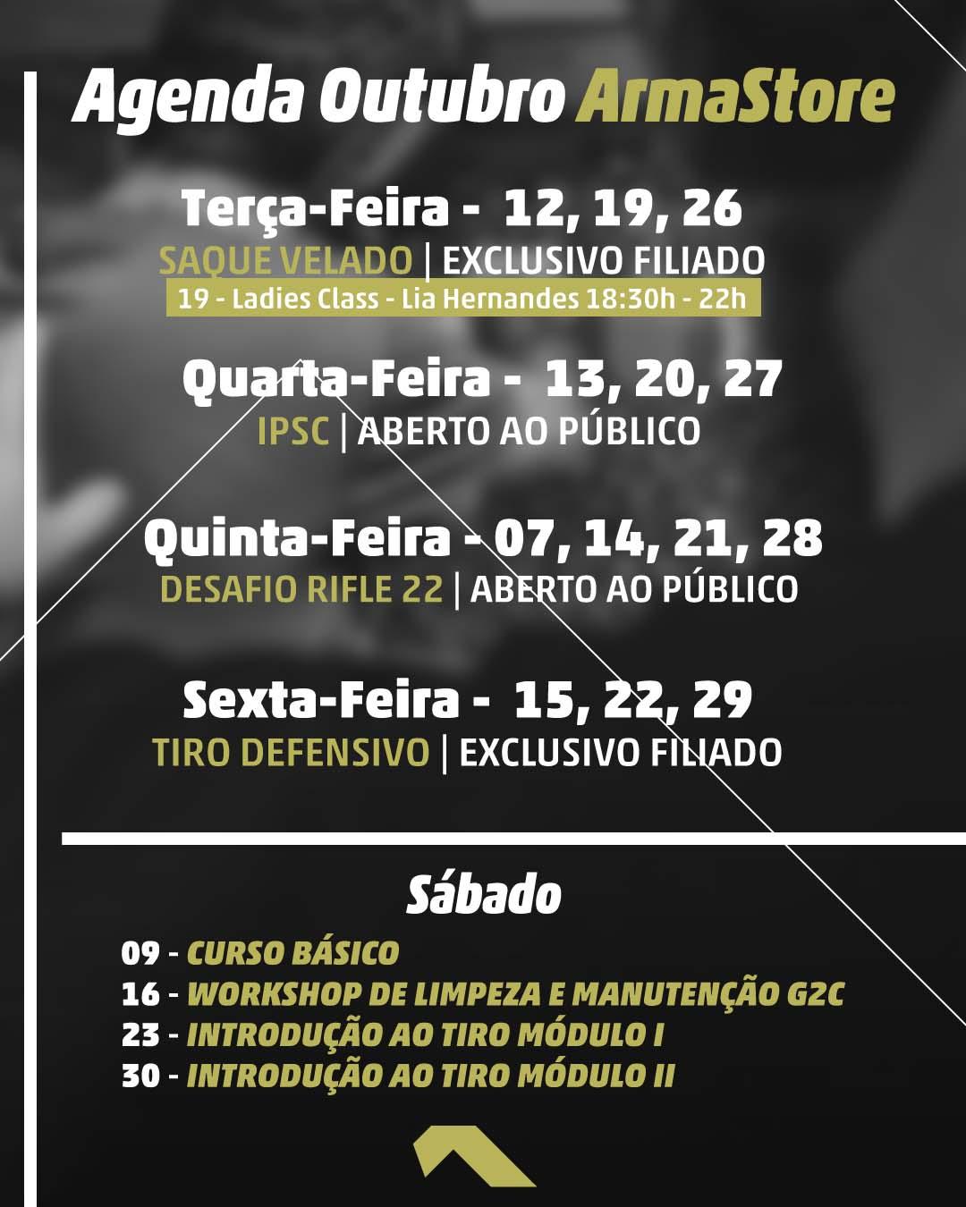 Calendário Outubro ArmaStore Clube