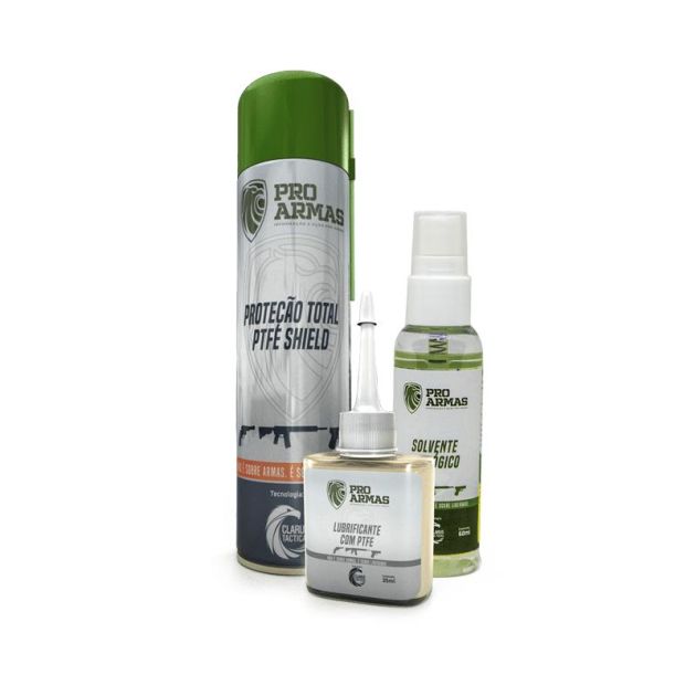 Kit Tactical Proteção Shield - Solvente Ecológico – 60ml / Lubrificante com PTFE – 35ml / Proteção T