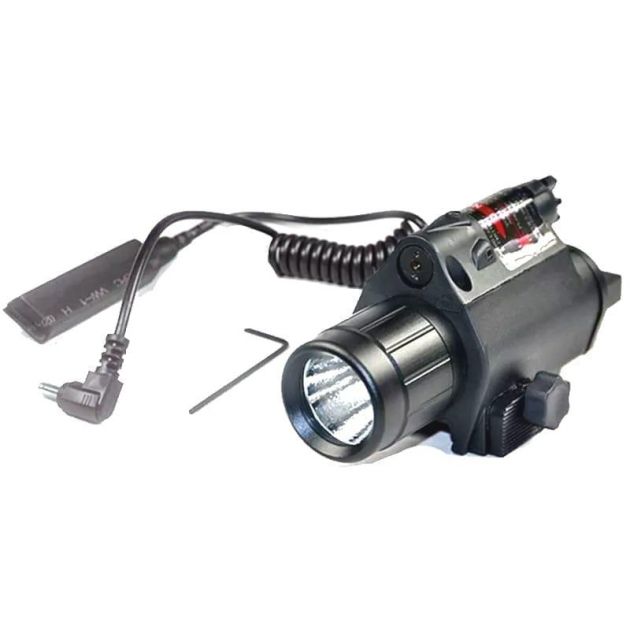 Lanterna Tática Com Laser 2 Em 1 – Trilho De 22mm