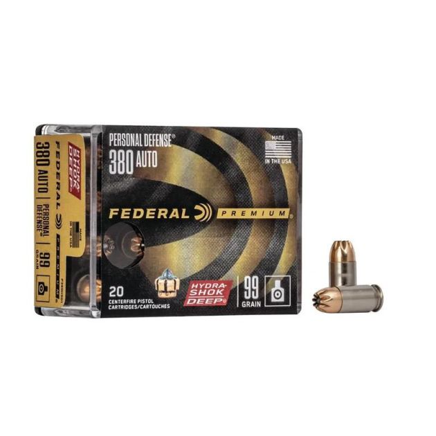 Munição Federal .380ACP 99gr Hydra Shok Deep 20un