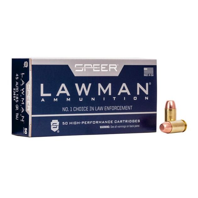 Munição Speer Lawman Cal 45 AUTO TMJ 185GR Cx 50un