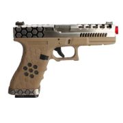 Pistola de Airsoft A Gás GBB Green Gas AW G17 Chromo Tan Blowback