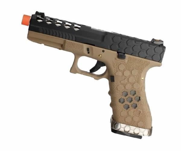 Pistola de Airsoft A Gás GBB Green Gas AW G17 Tan Black Blowback