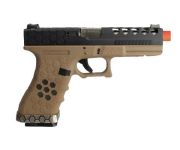 Pistola de Airsoft A Gás GBB Green Gas AW G17 Tan Black Blowback